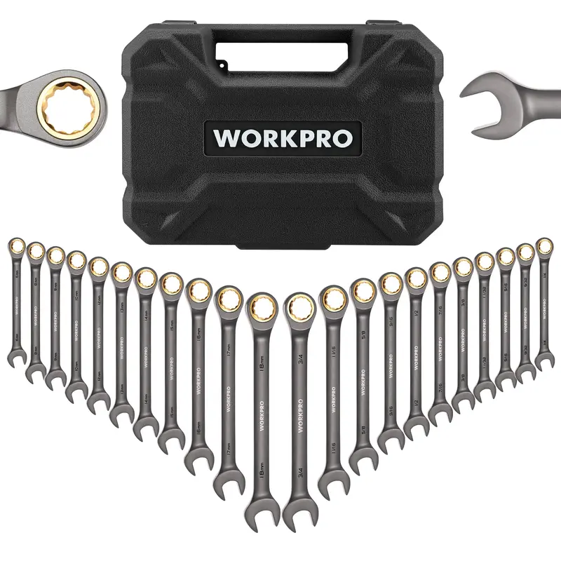 Workpro 22-Piece Ratcheting Wrench Set — 72-Tooth Mechanism, Metric & Sae Sizes, Organizer Box 1