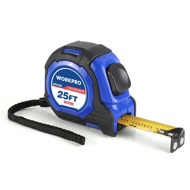Workpro 25-Foot Auto-Lock Tape Measure — 1/8" Fraction Markings, Magnetic Hook & Engineer-Grade Precision 1