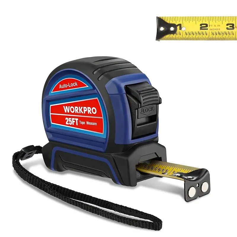 Workpro 25-Foot Auto-Lock Tape Measure With Fractional Markings (1/8" And 1/32") For Precision Readings 1