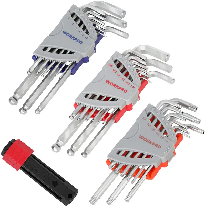 Workpro 27-Piece Long-Arm Ball-End Allen Wrench Set – Enhanced Torque Transfer & Improved Grip Angles 1