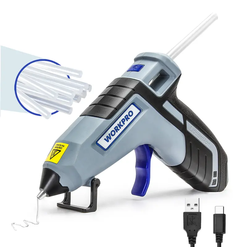 Workpro 3.6V Cordless Hot Glue Gun Kit – Low-Drip Design, 20 Mini Glue Sticks Included 1