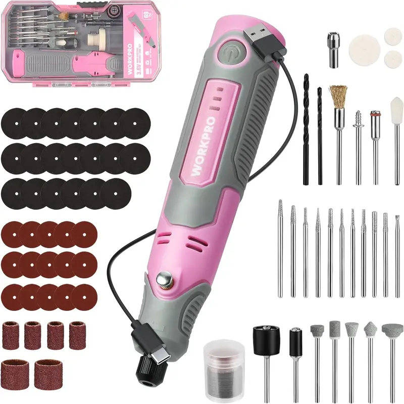 Workpro 3.6V Cordless Rotary Tool Kit – Versatile Mini Grinder, Polisher, And Engraver With Accessory Set 1