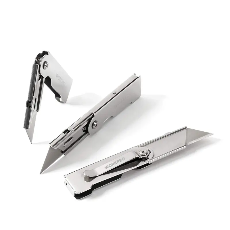Workpro 3-Piece Quick-Change Folding Utility Knife Set With Secure Belt Clip 1