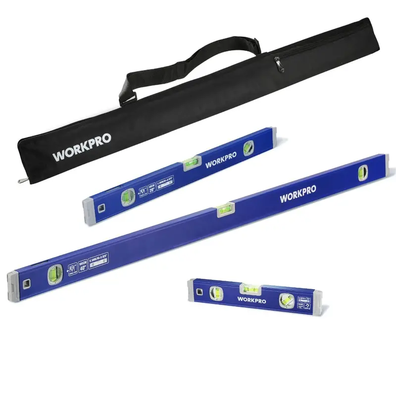 Workpro 3-Piece Spirit Level Set – Includes 12", 20", And 40" Aluminum Levels For Accurate Alignment 1