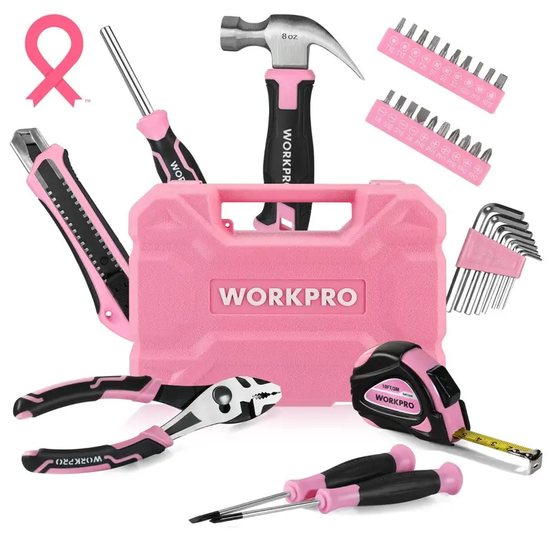 Workpro 35-Piece Color-Coordinated Household Tool Set In Pink/Blue With Portable Storage Toolbox 1