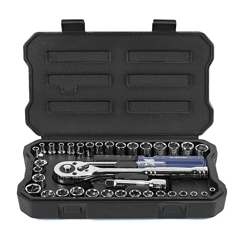 Workpro 39-Piece Socket Wrench Set – Dual-Drive (1/4" & 3/8") Metric/Sae Organization Kit 1