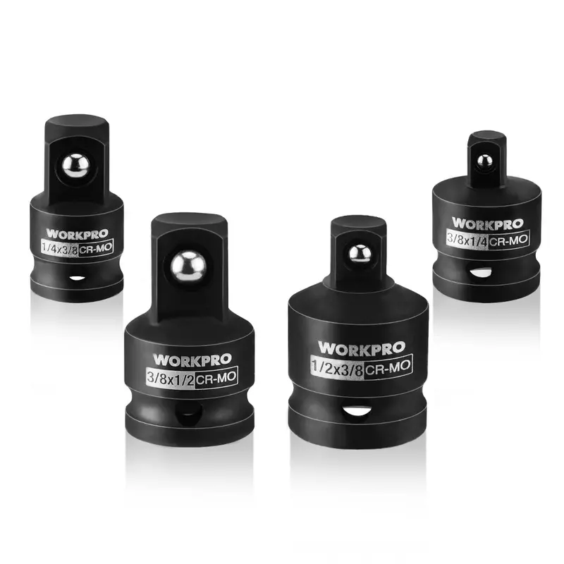 Workpro 4-Piece Impact Driver Socket Adapter & Reducer Kit: 1/4", 3/8", 1/2" Drive Conversion Set 1