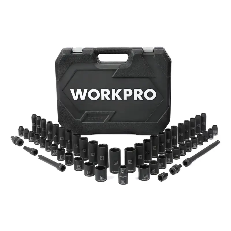 Workpro 55-Piece 1/2" Drive Impact Socket Set – Sae & Metric, Cr-V Steel With Storage Case 1