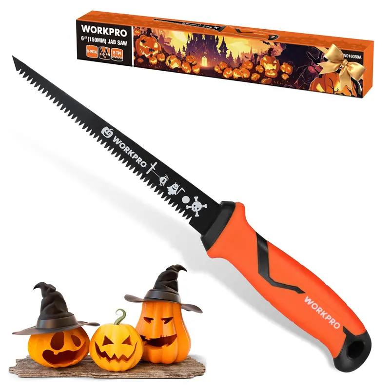 Workpro 6-Inch Bi-Metal Pumpkin Carving Saw – Drywall & Craft Use, Tpr Grip, Gift-Ready Packaging 1