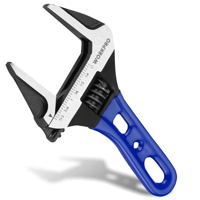 Workpro 6-Inch Stubby Adjustable Wrench – Wide 1.5" Jaw Opening With Dual Metric/Sae Graduations 1