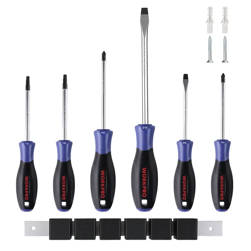 Workpro 6-Piece Magnetic Screwdriver Set – Slotted, Phillips, Torx & Flat Head, Cr-V Shafts, Ergonomic Handles 1