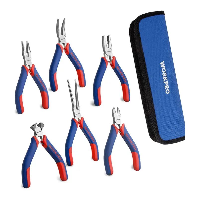 Workpro 6-Piece Mini Plier Set With Protective Carry Pouch 1