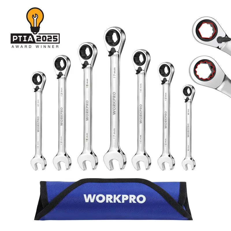Workpro 7-Piece 3-In-1 Reversible Ratchet Wrench Set – Dual-Direction Functionality For Tight Spaces 1