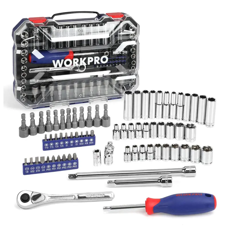Workpro 70-Piece 1/4" Drive Socket Set – Dual-Metric/Sae Quick-Release Ratchet Kit 1