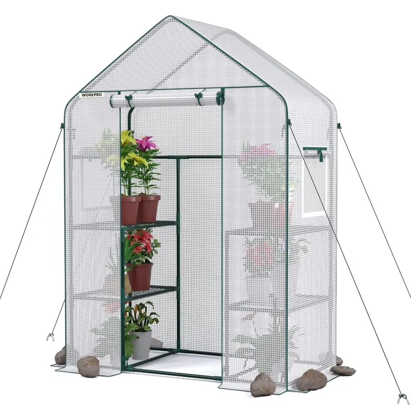 Workpro Compact 3-Tier Mini Greenhouse — 56″L × 28″W × 77″H With 4 Shelves 1