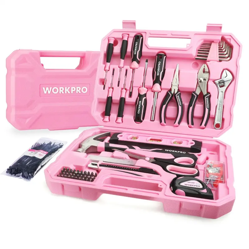 Workpro Complete Household Tool Set – 258 Or 284 Pieces With Pink Ribbon 1