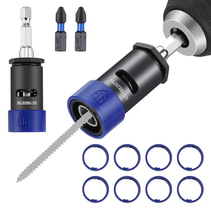 Workpro Drywall Bit Holder With Impact Protection – Includes 10 Silicone Rings And Two 1" Ph2 Bits 1