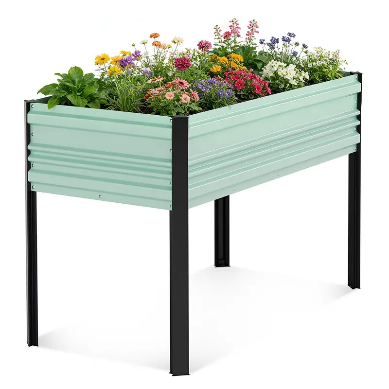 Workpro Galvanized Elevated Garden Bed – 48" X 24" X 32", Legged Planter Box With 600 Lb Load Rating 1