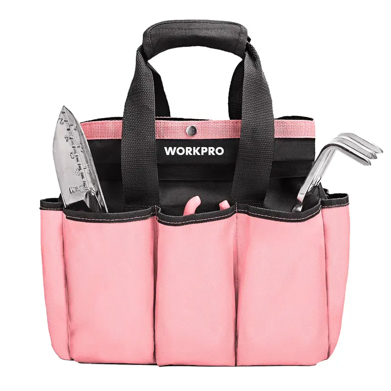 Workpro Garden Tote Bag – 8-Pocket Outdoor/Indoor Organizer – Pink Ribbon Edition 1