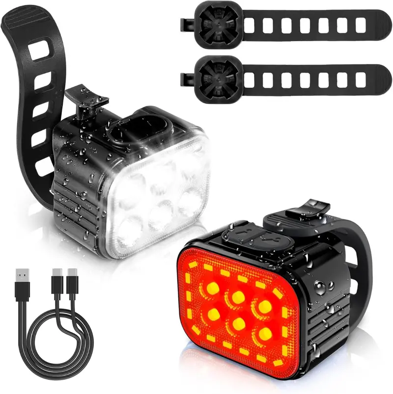 Workpro Ip65-Rated Rechargeable Bike Light System – Ultra-Bright Front & Rear Lights For Safe Night Cycling 1