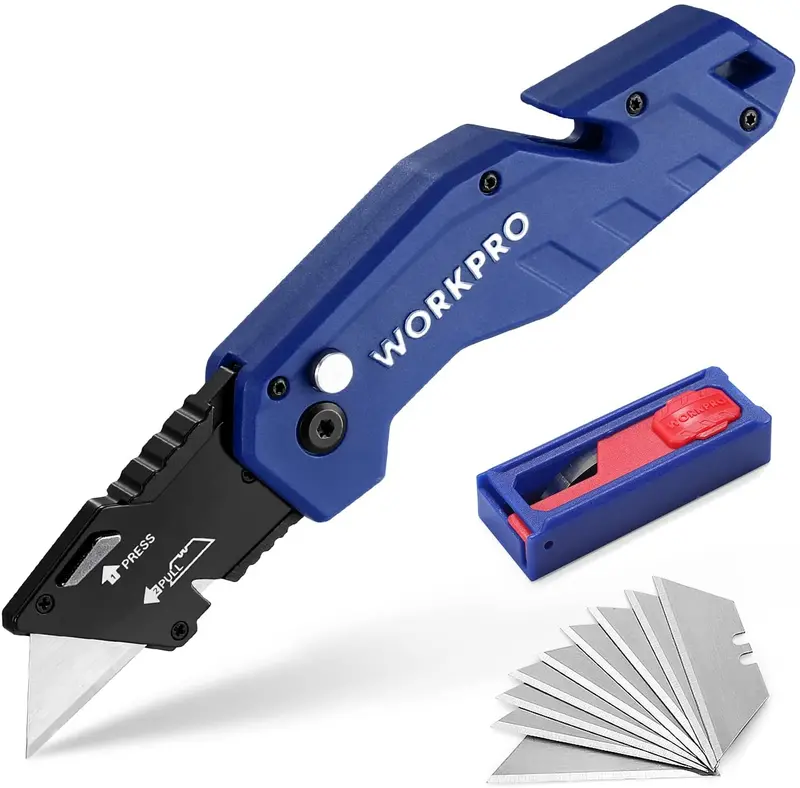 Workpro Lightweight Nylon-Handled Folding Utility Knife With 10 Replacement Blades 2