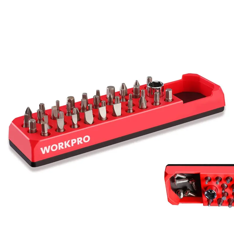 Workpro Magnetic 39-Hole Hex Bit Organizer For 1/4" Hex Drivers — Drill Bit Storage Tray (Bits Not Included) 2