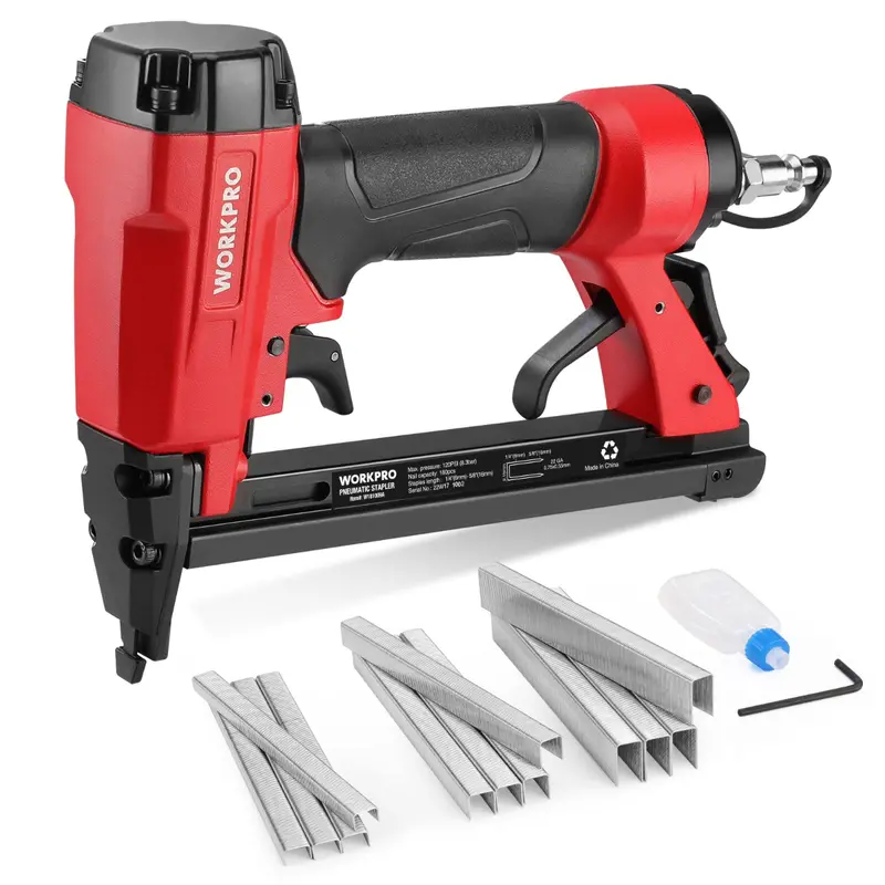 Workpro Pneumatic 21/22-Gauge Staple Gun — Upholstery Stapler With 1/4"–5/8" Staples 1