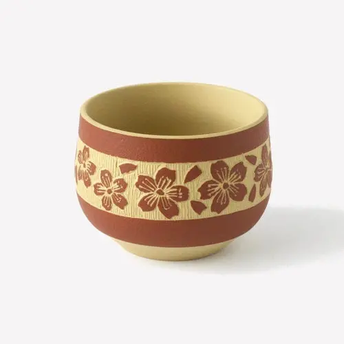 Yamaki Ikai Fy74 Tokoname Sakura-Yunomi — 110 Ml Pressed Cherry Blossom Tea Cup 1