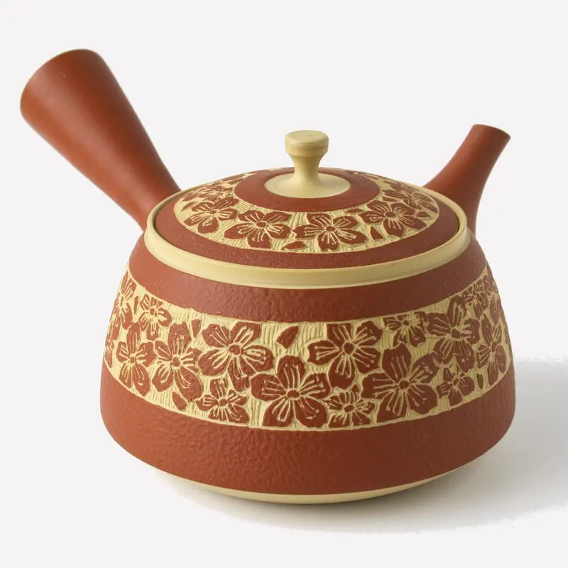 Yamaki Ikai Sakura Kyusu — 210 Ml Sold-Out Tokoname Tea Pot With Embossed Blossoms 1