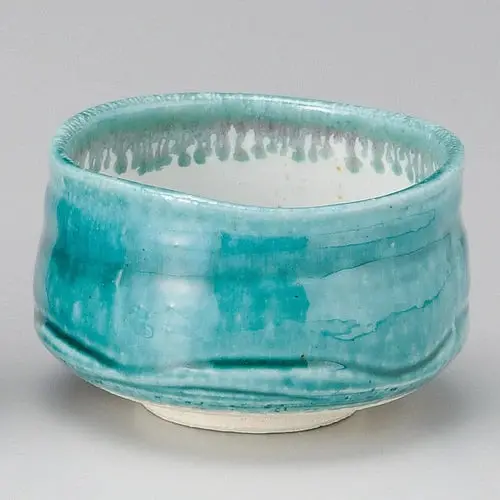 Yamaki Ikai Y1542 Turquoise Matcha Bowl — Iguchi Ceramics Chawan 1