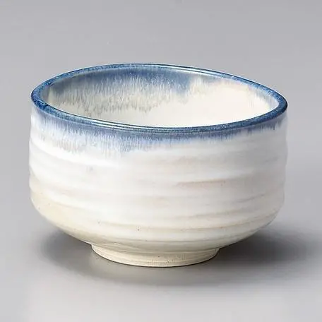 Yamaki Ikai Y1544 Matcha Bowl – White-And-Blue Edge Ceramic Chawan (Kaneta Ceramics) – Sold Out 1