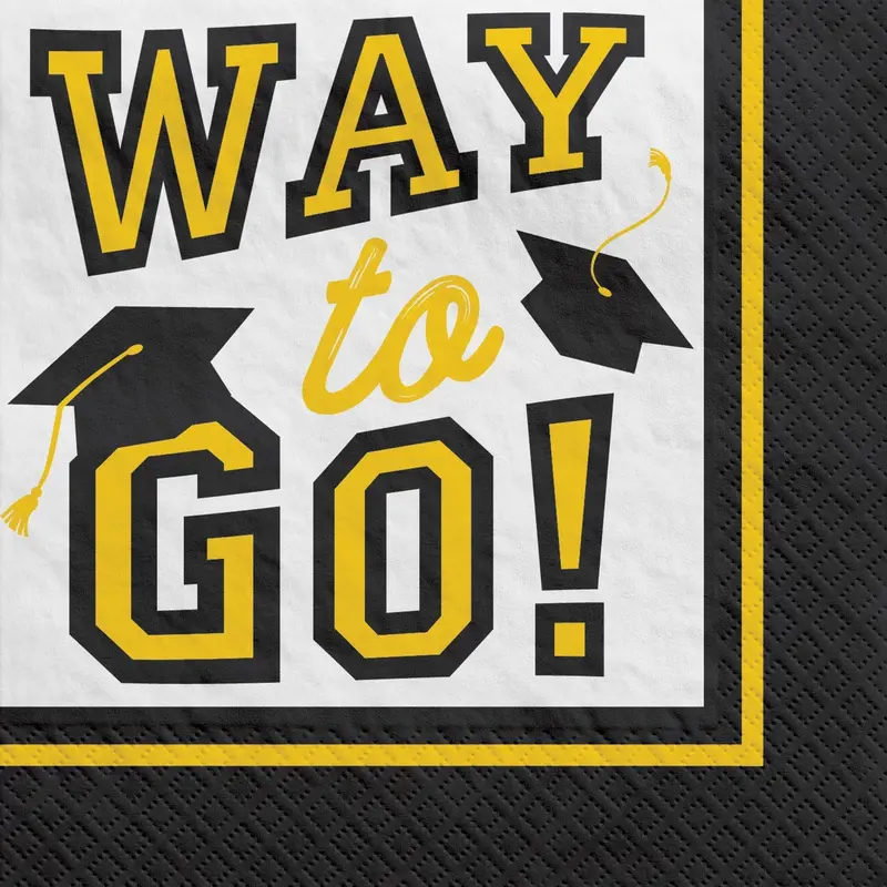Yellow Graduation Beverage Napkins – Celebratory Drink Accessories – 40-Pack 1