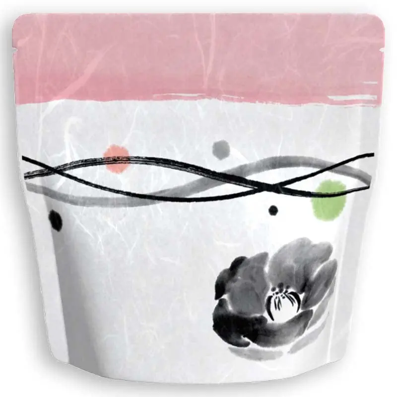 Yoshimura Pack 1404 Reusable Washi Paper Gift Bag – Calligraphy 'Tsubaki' (Camellia) Design 1