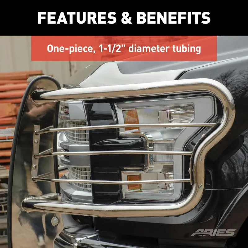 Aries Polished Stainless Steel Grille Guard – Custom Fit For Ford F-250/F-350 Super Duty 1