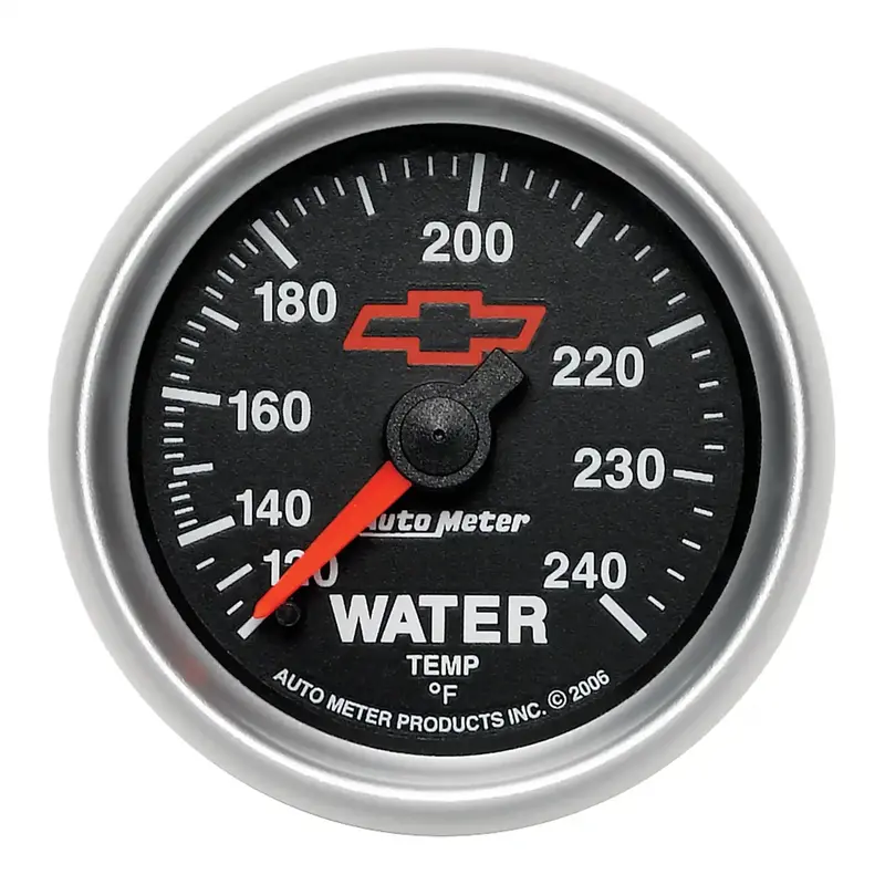 Autometer 3632-00406 Mechanical Water Temperature Gauge – 2-1/16", Chevy Bowtie Red Dial 1