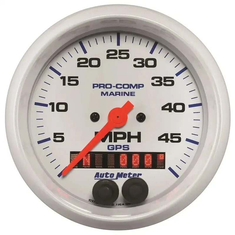 Autometer Gps Speedometer Gauge – 3-3/8 Inch Marine White Dial, 50 Mph Range 1
