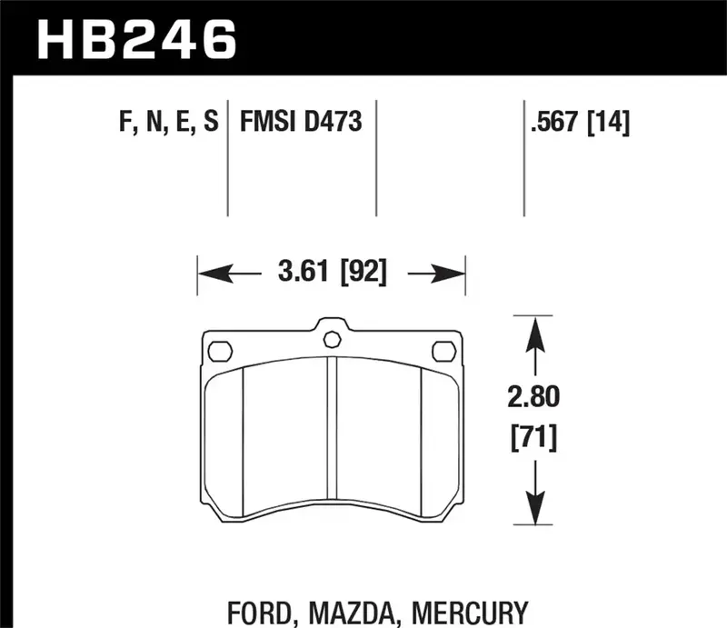 Hawk Hps Brake Pads (Hb246F.567) – High-Performance Street Compound, 0.567" Thickness 1